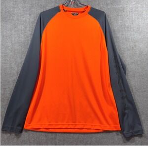 Filson Long Sleeve Performance Crew Shirt Mens Medium Blaze Orange Gray Stretch